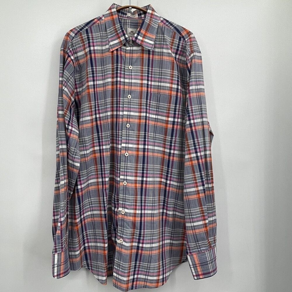 Peter Millar Multicolor Plaid Collared Long Sleeve Button-Up Shirt Large
